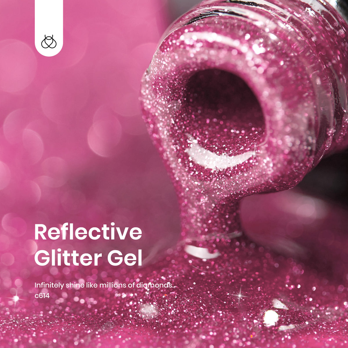 Beetles Reflective Gel Nail Polish, Fairy Kisses Hot Pink Nails 15ML