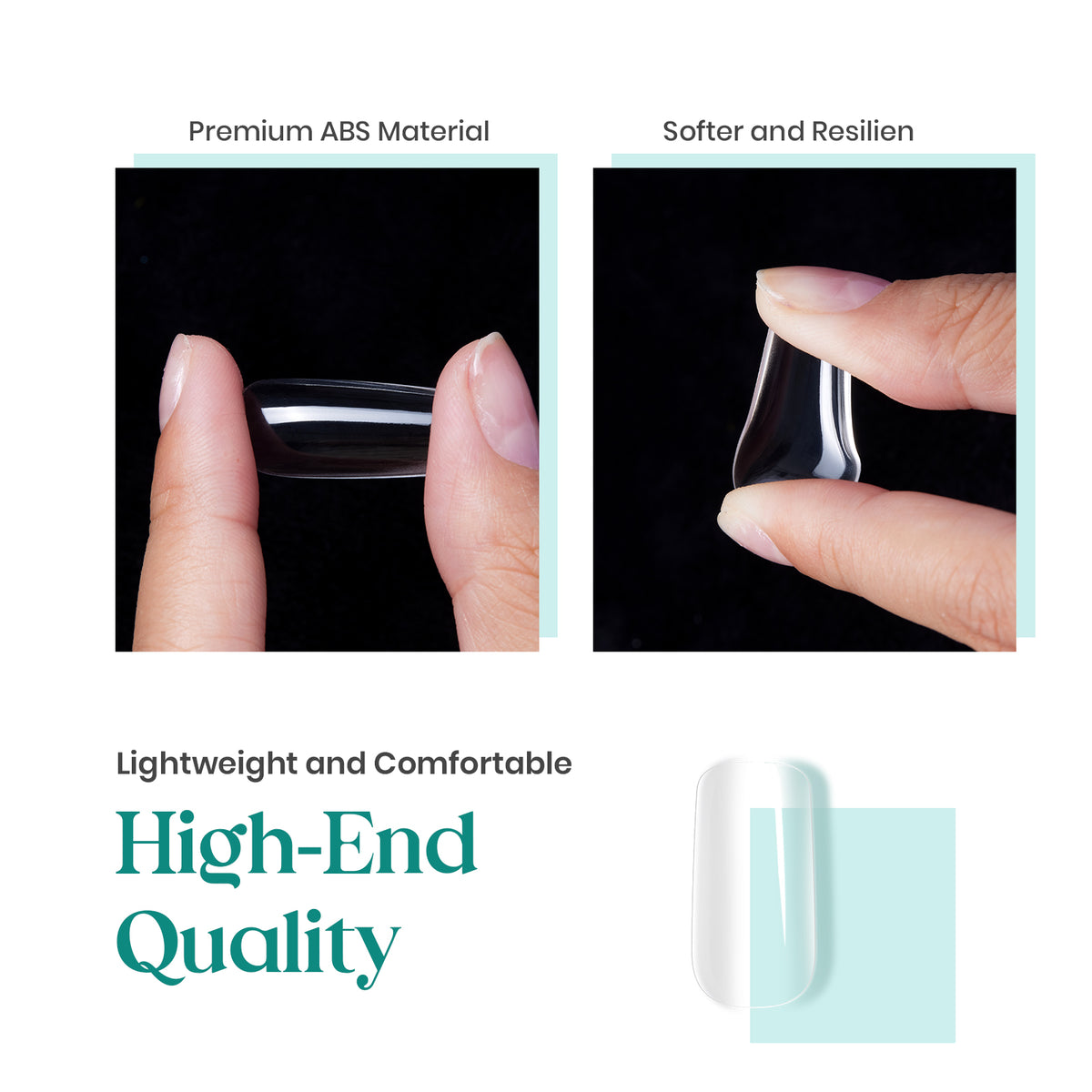 Beetles Medium Square Fake Gel Nail Tips 500Pcs Acrylic Press on