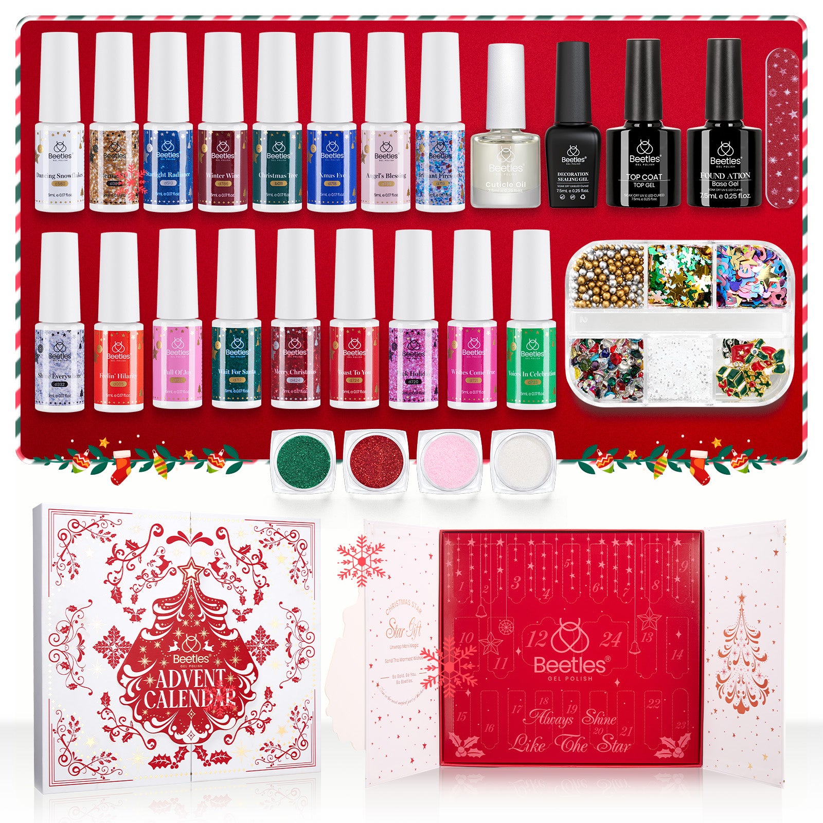 2023 Beetles Advent Calendar - Gel Nail Polish Christmas Gift Box (Exclusive Edition ,Limited Stock)