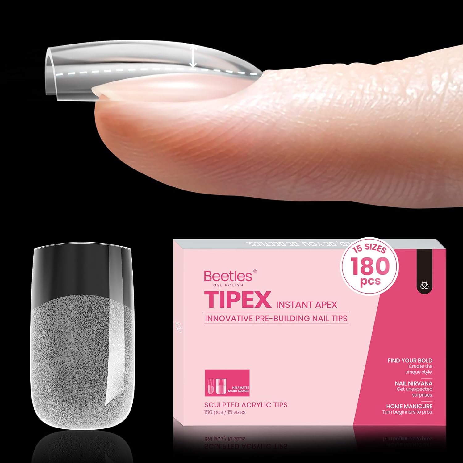 Short Square Tipex Nail Tips 180pcs