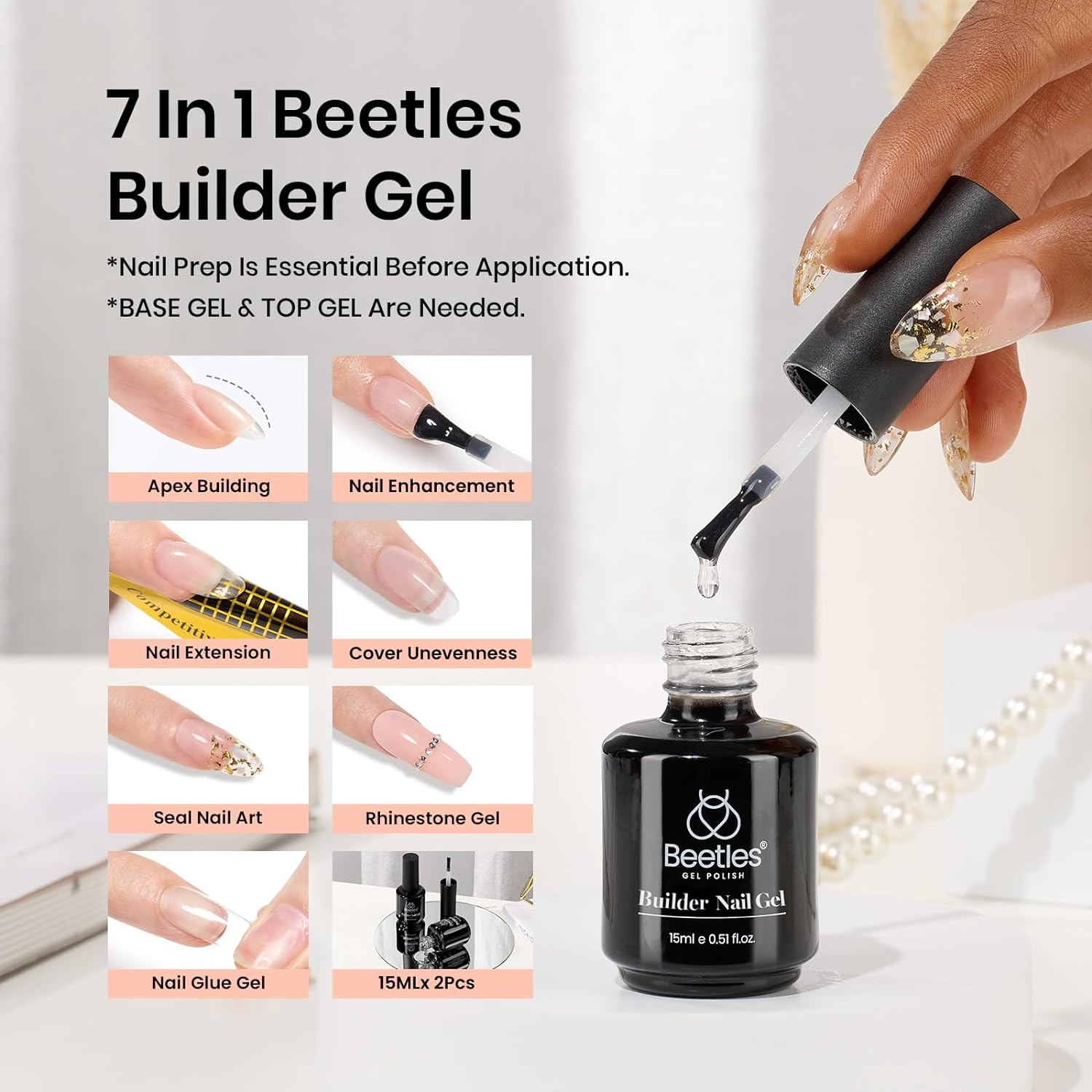 5 in 1 Builder Strengthener Nail Gel 15ml Each Beetles UK