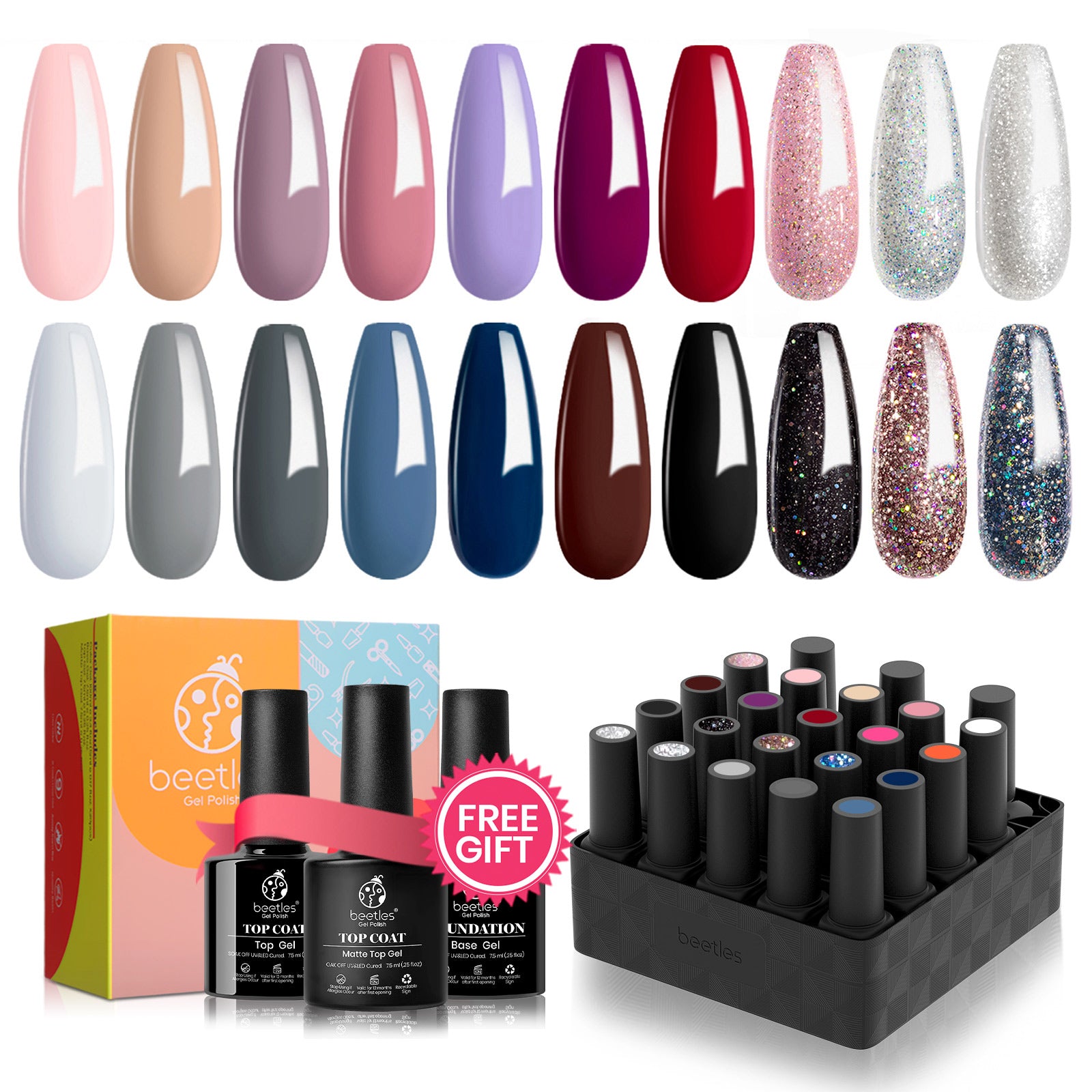 Modern Muse - 20 Gel Colors Set with Top and Base Coat (5ml/Each)