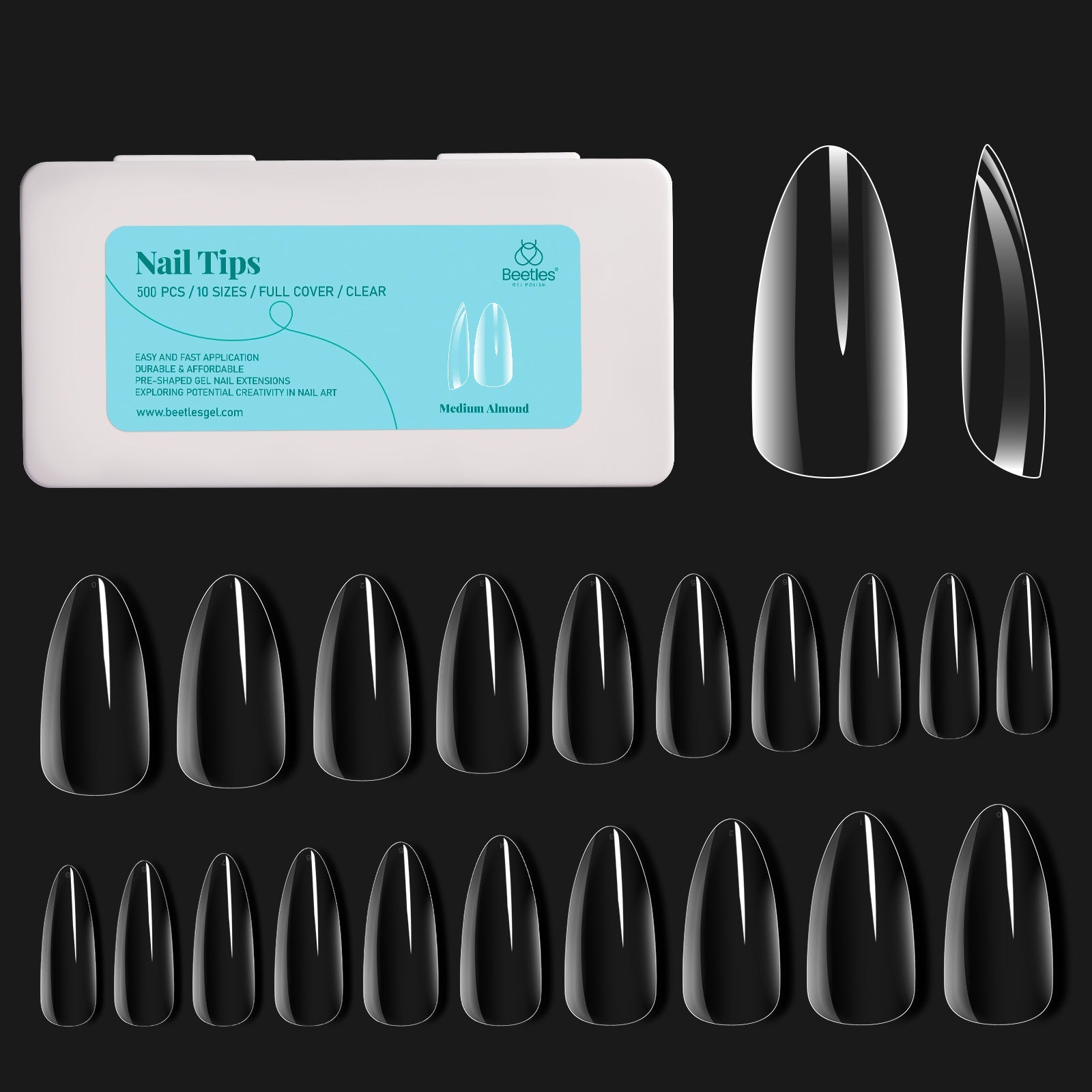 Medium Almond Pre shaped Nail Gelly Tips 500pcs #061