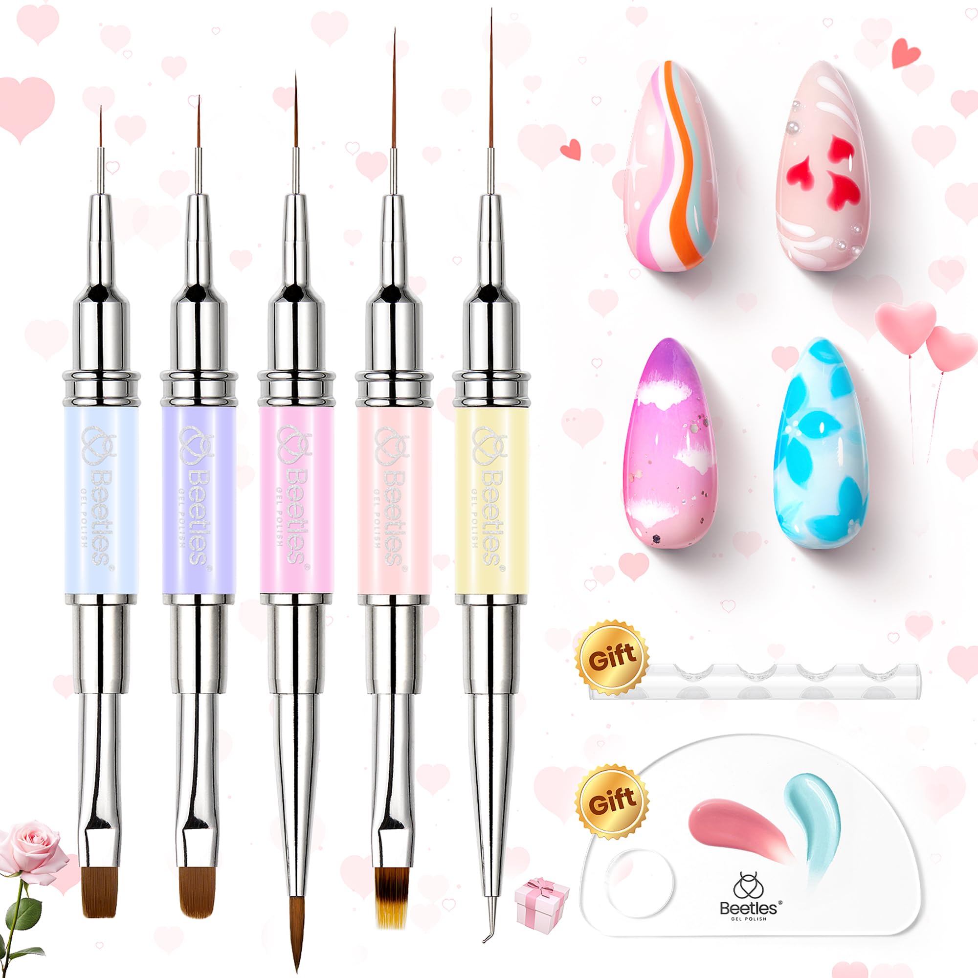 Double ended Nail Art Brushes Kit 5 Pcs