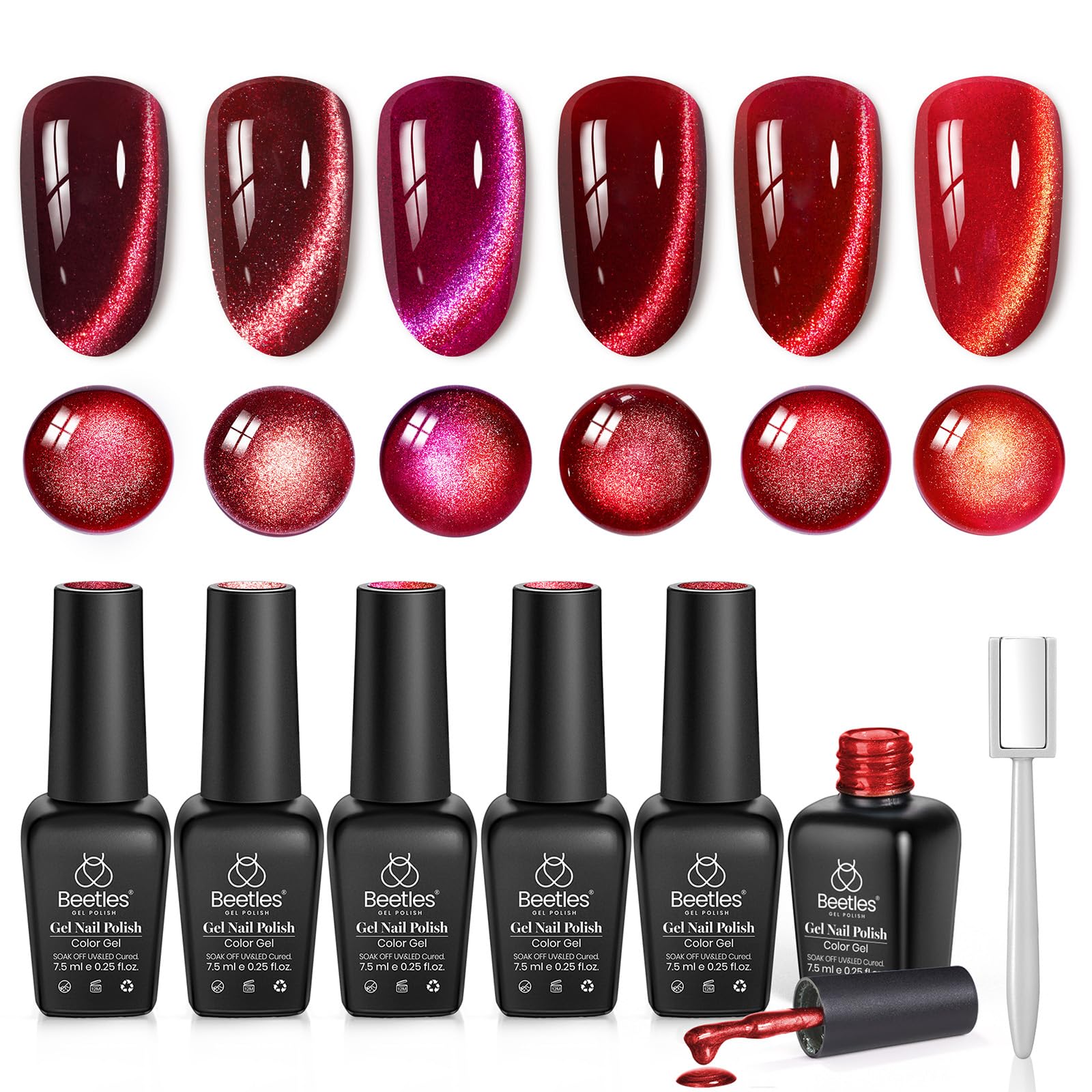 Gel Polish Sultry Burgundy 6 Colors Cat Eye Burgundy Dark Glitter Magnetic Fall Kit Autumn Winter Nails