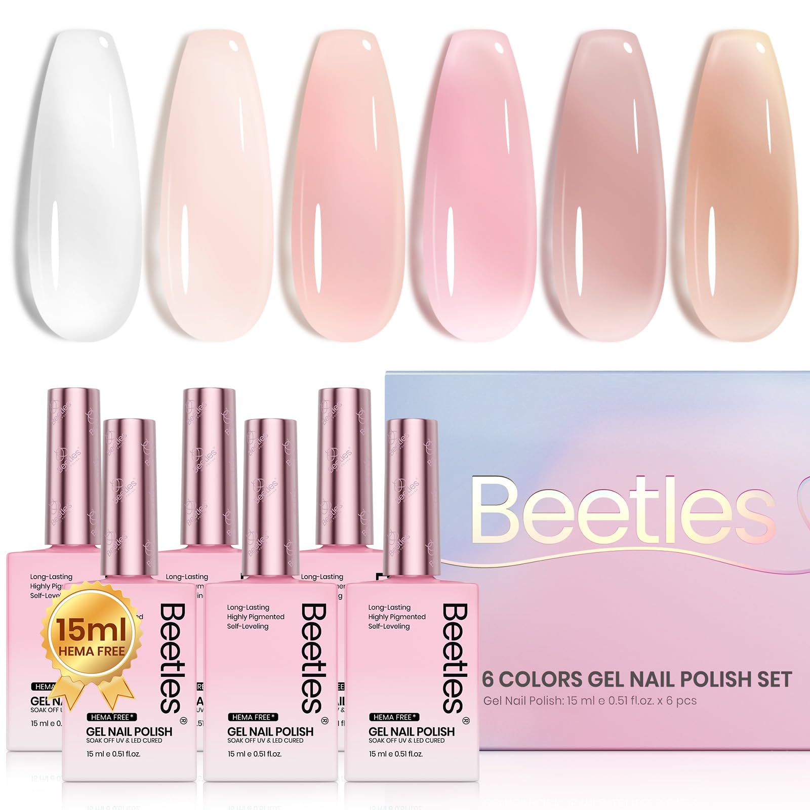 Jelly Gel Nail Polish Set 6 Colors Full Hema Free Nude Pink Brown Milky