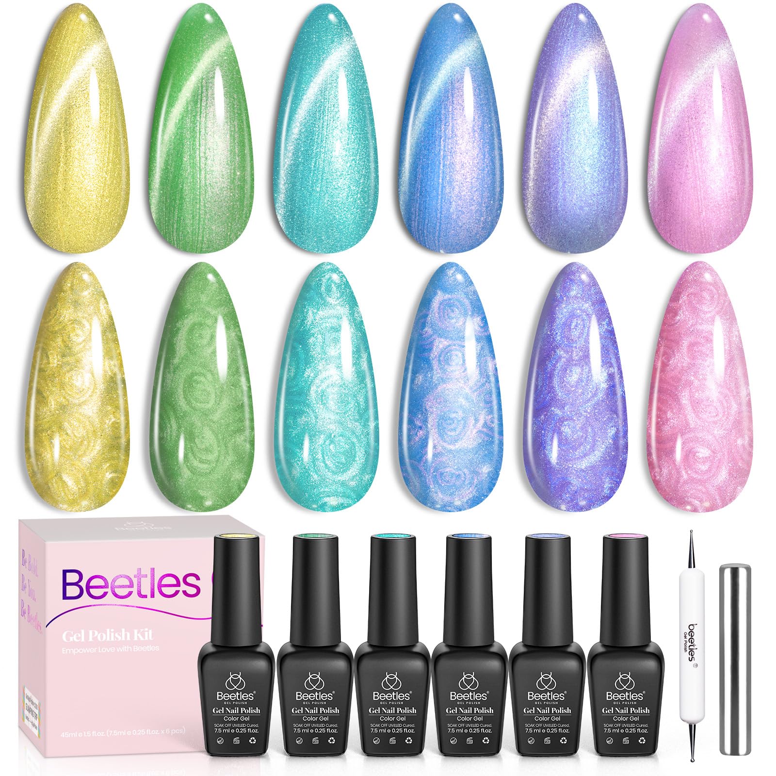 Whispering Waves 6 Colors Shimmer Glitter Nail Polish Professionals