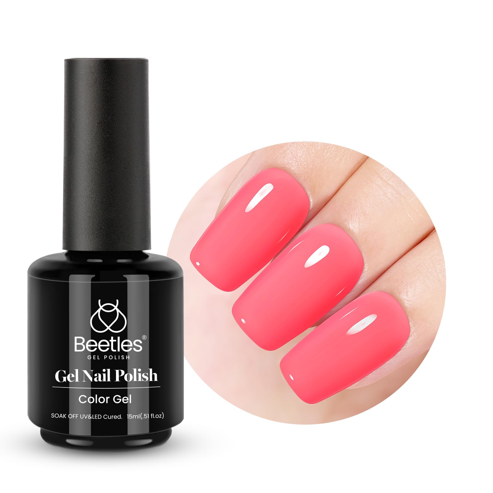 Coral Neon Pink 15ml Gel Polish