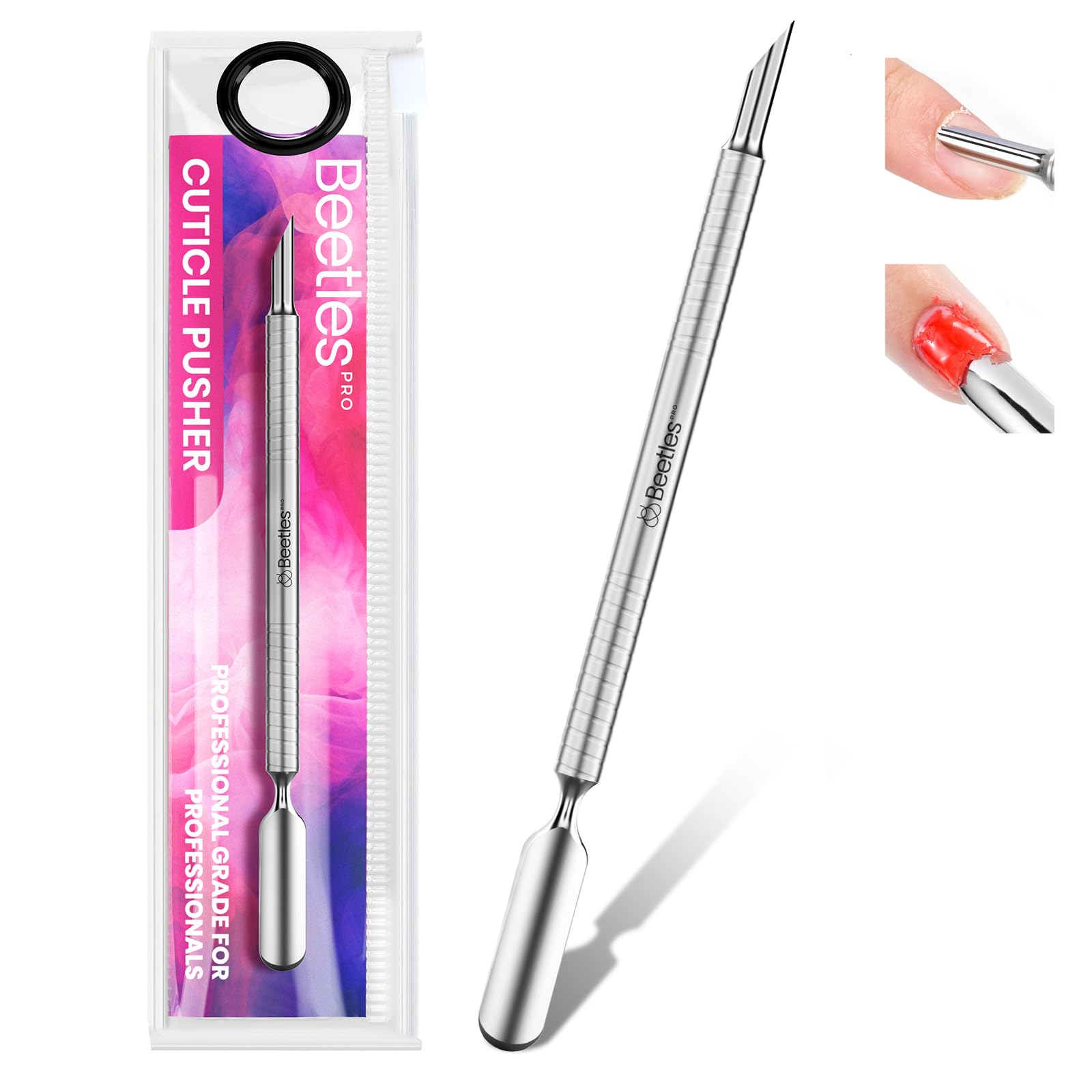 Loop Pusher 23mm + Beveled Pusher 9mm Cuticle Nippers Professional Trimmer