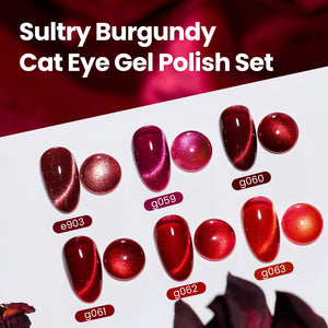 Beetles Gel Polish Sultry Burgundy - 6 Colors Cat Eye Burgundy Dark Red Glitter Red Magnetic Fall Kit