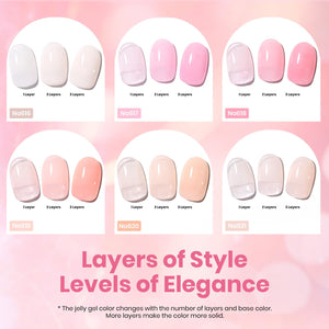 Beetles Gel Polish Pink Romance Summer Nails - 6 Colors Hema Free Light Pink Jelly Set