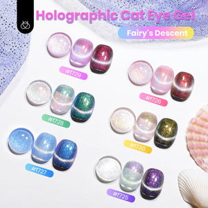 Holographic Cat Eye Gel Fairy's Descent 6 Colors Gel Nail Polish Set
