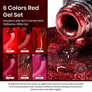 Red Reviva| 6 Colors Gel Polish Set Perfect Gift