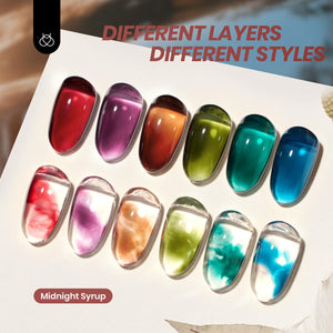 Beetles Jelly Gel Set -  6 Colors Mocha Brown Burgundy Red Purple Green Blue Fall Gel Polish Kit