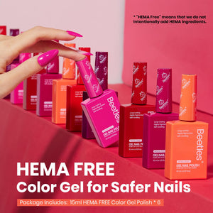 Beetles Gel Polish Fiery Passion - 15ML 6 Colors Shimmer Burgundy Gel Polish Kit