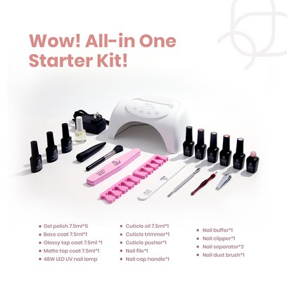 All-in-one Nail Starter Kit Gel Manicure Gift Box with 6 Shades#025