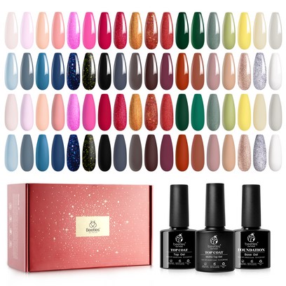 Gift For Her | 36 Nail Gel Polish Colors with Base Top Coat and Gift Box- 5ml/Each Gel Colors