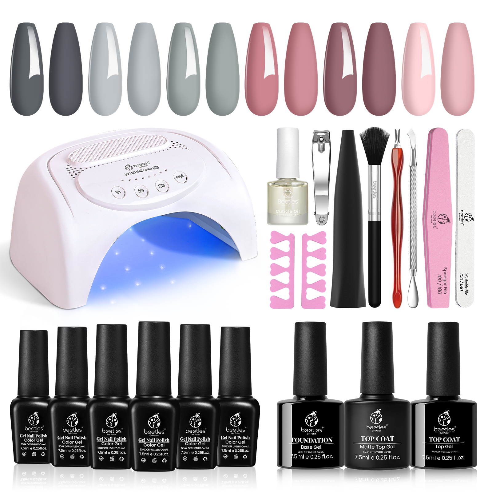 All-in-one Nail Starter Kit Gel Manicure Gift Box with 6 Shades#025