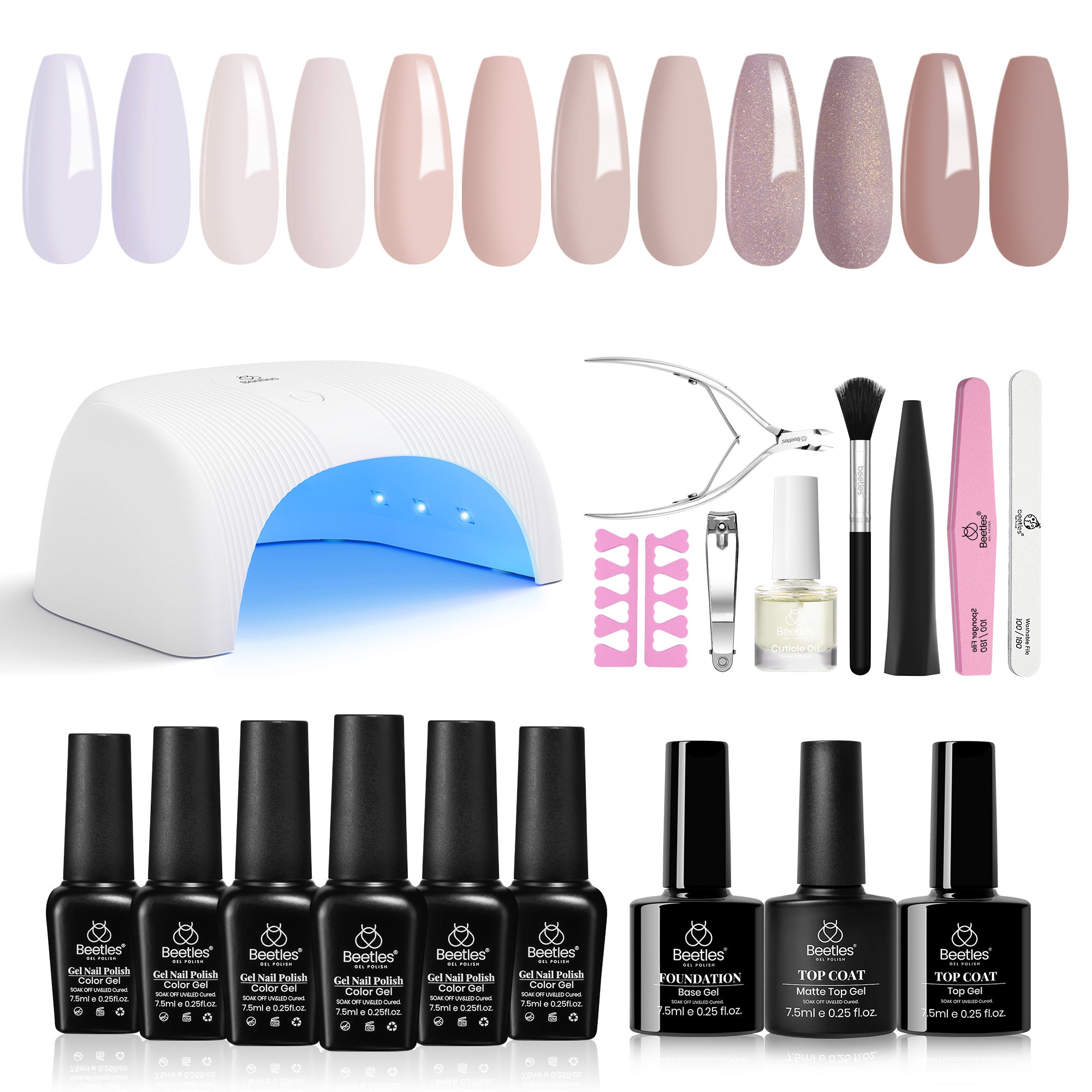 All-in-one Nail Starter Kit Gel Manicure Gift Box with 6 Shades#091