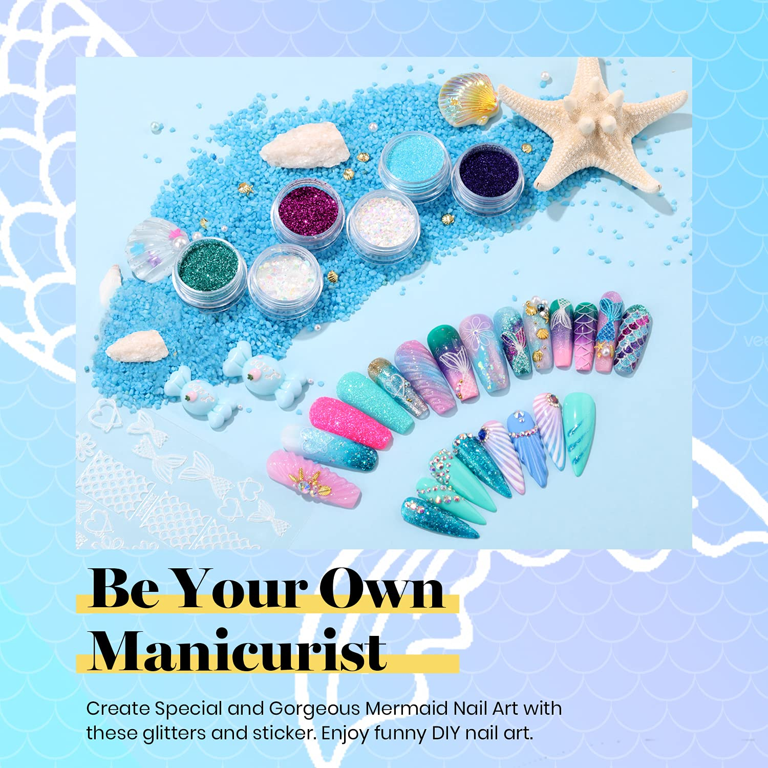 Mermaid Mantra - 20 Gel Colors Set with Top and Base Coat (5ml/Each)