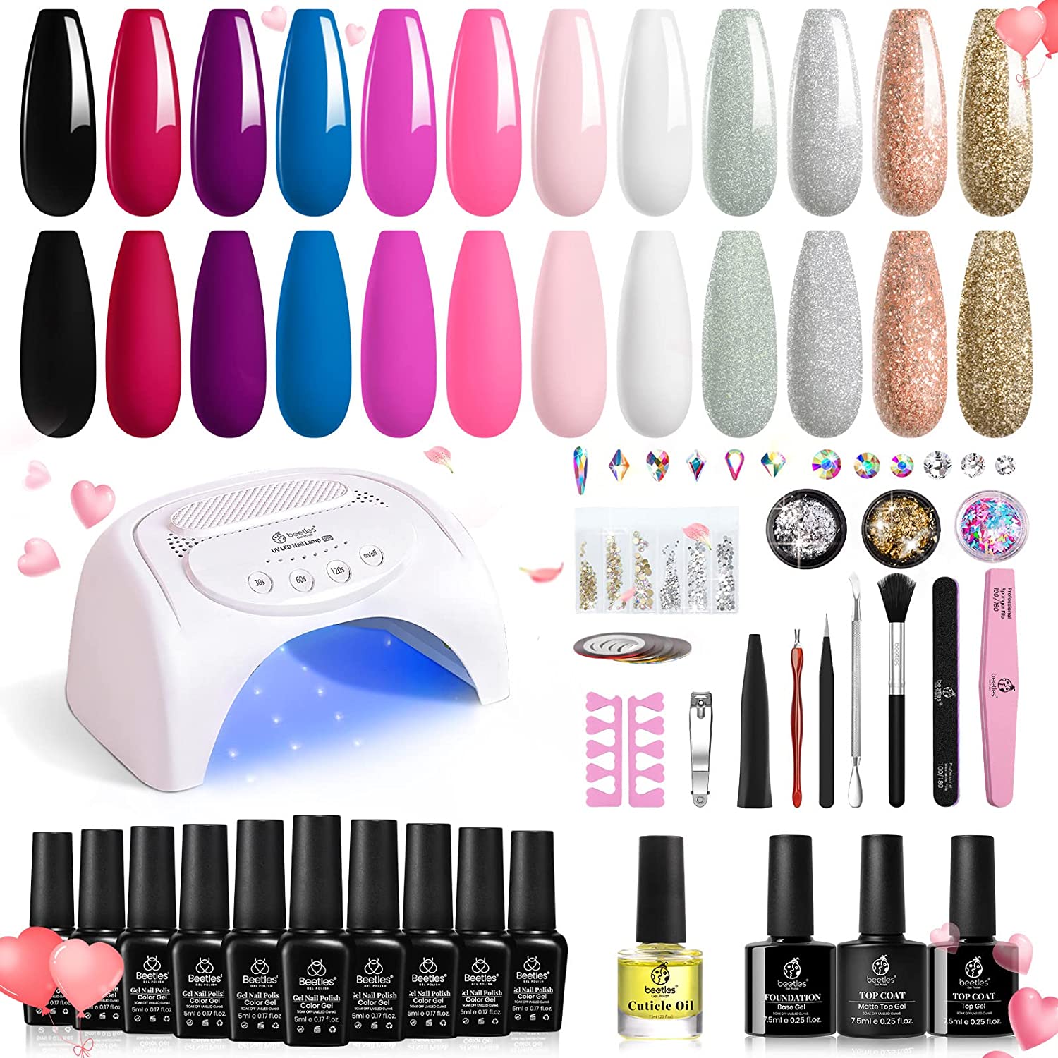All-in-one Nail Manicure Starter Kit with 12 Color Gel #021