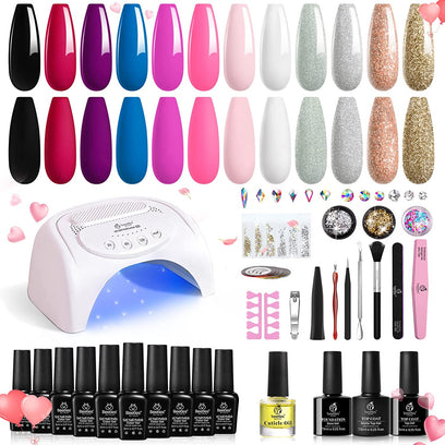 All-in-one Nail Manicure Starter Kit with 12 Color Gel #021